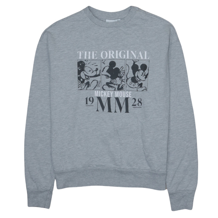 Disney Women Grey Mickey Mouse Graphic Pullover Sweatshirt 2XS