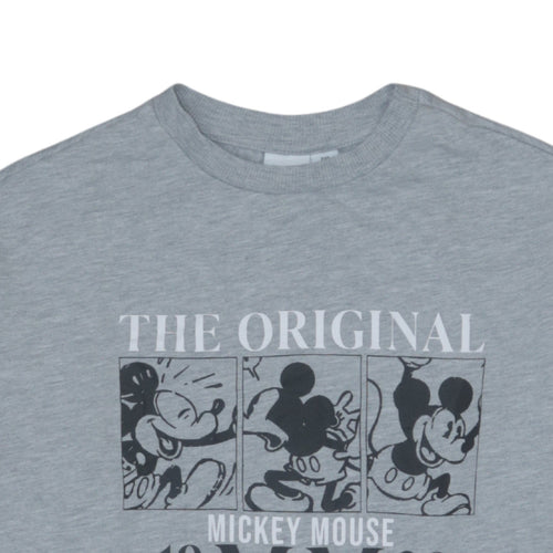 Disney Women Grey Mickey Mouse Graphic Pullover Sweatshirt 2XS