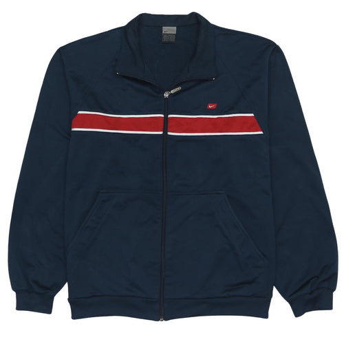 Nike Men's Blue Red Full Zip Track Jacket Size L Athletic Style