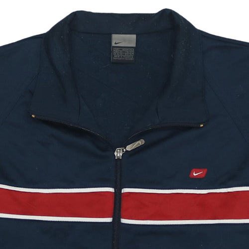 Nike Men's Blue Red Full Zip Track Jacket Size L Athletic Style