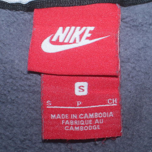 Nike Men's Grey Small Pullover Sweatshirt Crew Neck Fleece Zip Detail