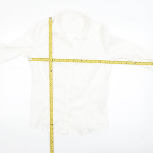 Vila Women White Classic Button-Up Long Sleeve Cotton Shirt Size 14