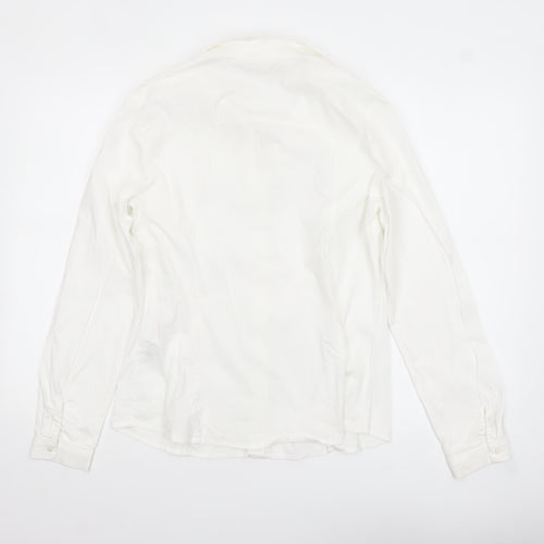 Vila Women White Classic Button-Up Long Sleeve Cotton Shirt Size 14