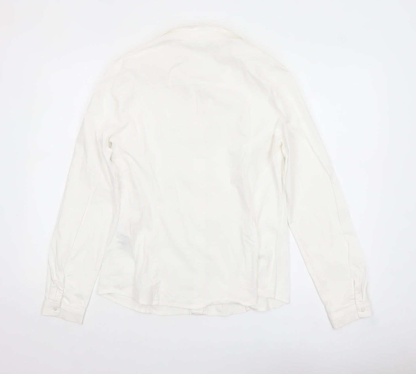 Vila Women White Classic Button-Up Long Sleeve Cotton Shirt Size 14