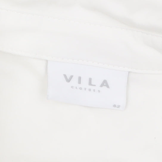 Vila Women White Classic Button-Up Long Sleeve Cotton Shirt Size 14