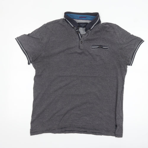 Ted Baker London Men's Grey Cotton Polo Shirt Size 6 3XL Classic Fit