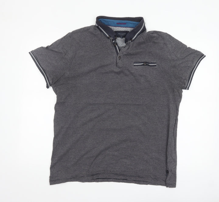 Ted Baker London Men's Grey Cotton Polo Shirt Size 6 3XL Classic Fit