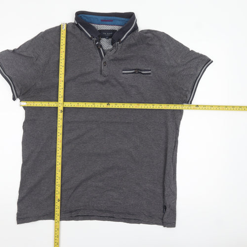 Ted Baker London Men's Grey Cotton Polo Shirt Size 6 3XL Classic Fit