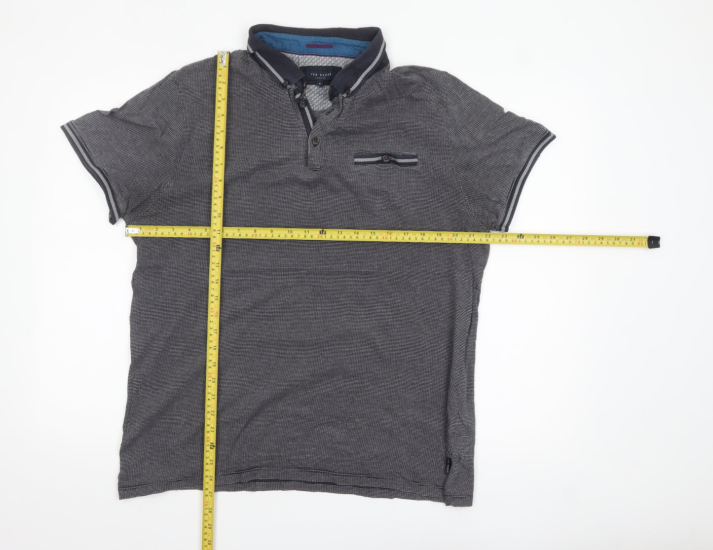 Ted Baker London Men's Grey Cotton Polo Shirt Size 6 3XL Classic Fit