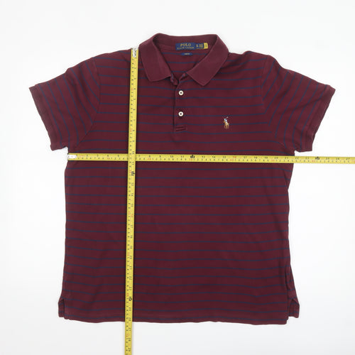 Ralph Lauren Men's Brown Striped Slim Fit Polo Shirt XL