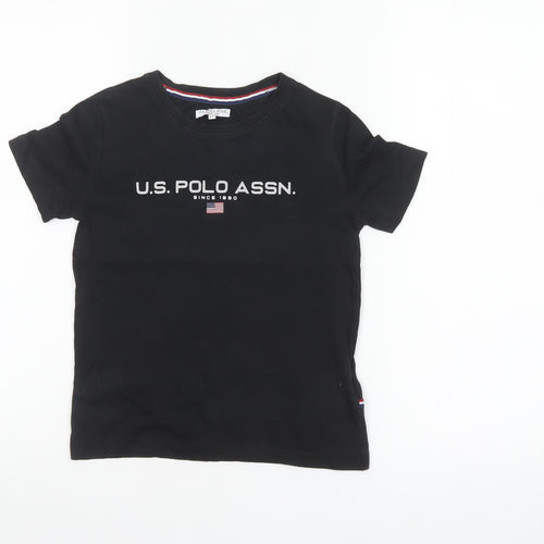 U.S. Polo Assn. Boys Black Logo T-Shirt 5-6 Years Cotton Crew Neck
