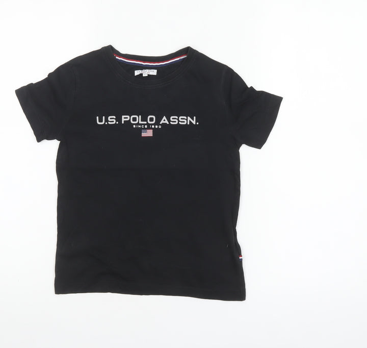 U.S. Polo Assn. Boys Black Logo T-Shirt 5-6 Years Cotton Crew Neck