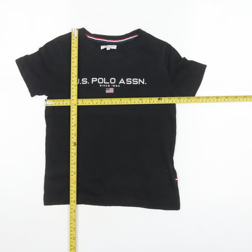 U.S. Polo Assn. Boys Black Logo T-Shirt 5-6 Years Cotton Crew Neck