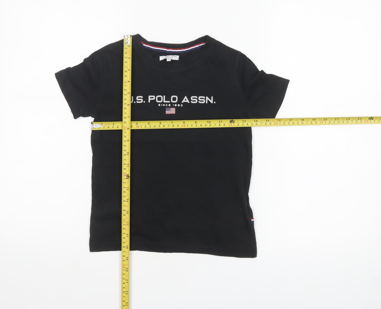 U.S. Polo Assn. Boys Black Logo T-Shirt 5-6 Years Cotton Crew Neck