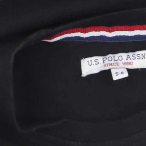 U.S. Polo Assn. Boys Black Logo T-Shirt 5-6 Years Cotton Crew Neck
