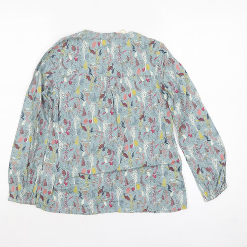FatFace Girls Blue Enchanted Forest Blouse 8-9 Years Viscose Long Sleeve