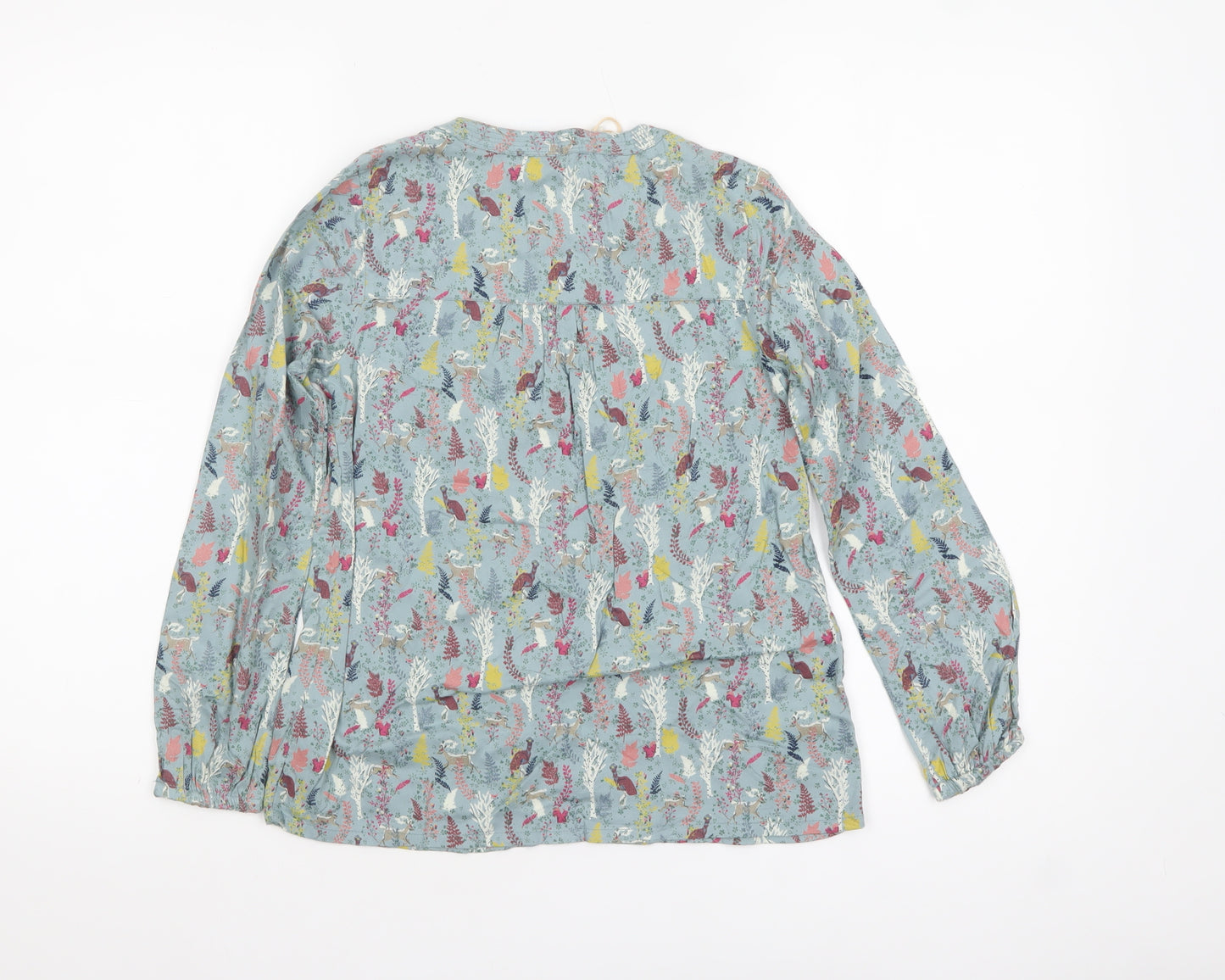 FatFace Girls Blue Enchanted Forest Blouse 8-9 Years Viscose Long Sleeve