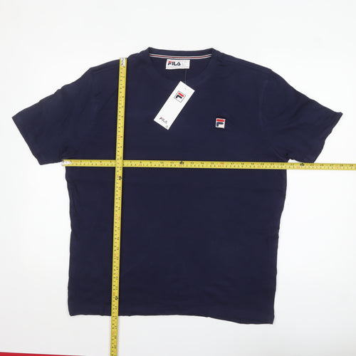 Fila Men's Navy Blue Crew Neck Cotton T-Shirt L