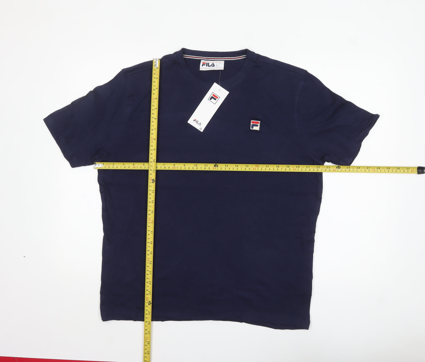 Fila Men's Navy Blue Crew Neck Cotton T-Shirt L