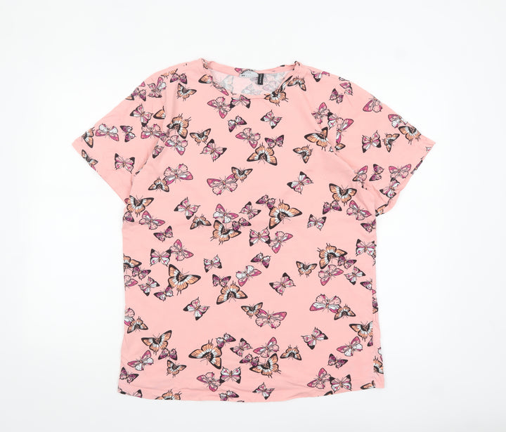 ASOS DESIGN Women's Pink Butterfly Print Cotton T-Shirt Size 8