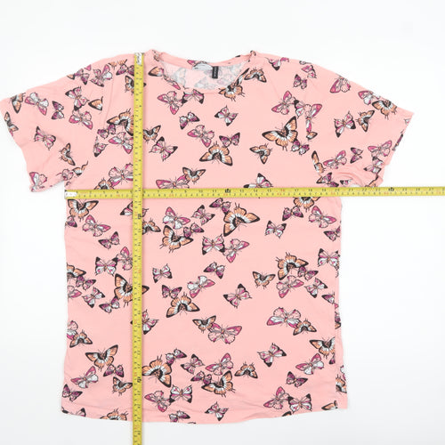 ASOS DESIGN Women's Pink Butterfly Print Cotton T-Shirt Size 8