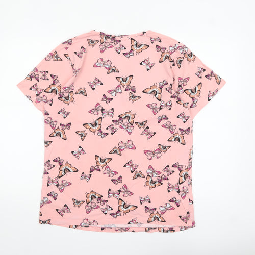 ASOS DESIGN Women's Pink Butterfly Print Cotton T-Shirt Size 8