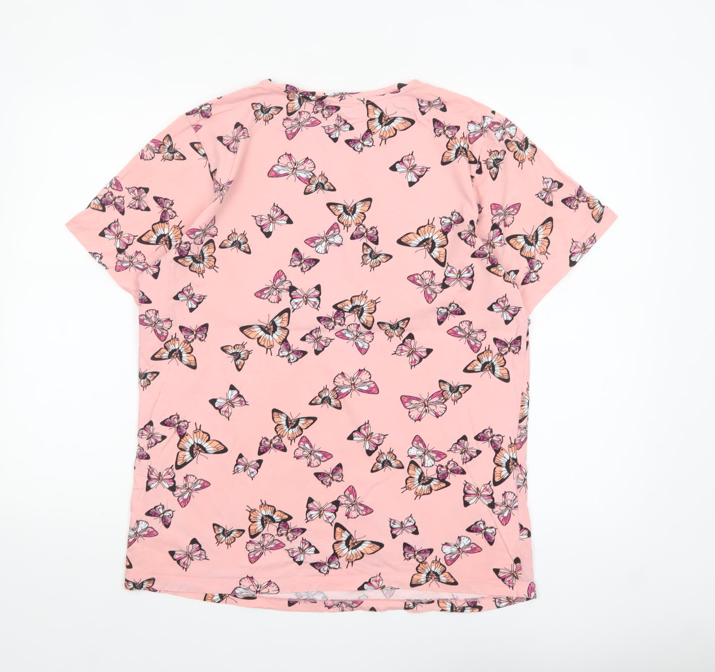 ASOS DESIGN Women's Pink Butterfly Print Cotton T-Shirt Size 8