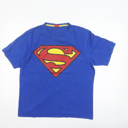 George Men’s Blue Superman Logo T-Shirt Medium Crew Neck Cotton
