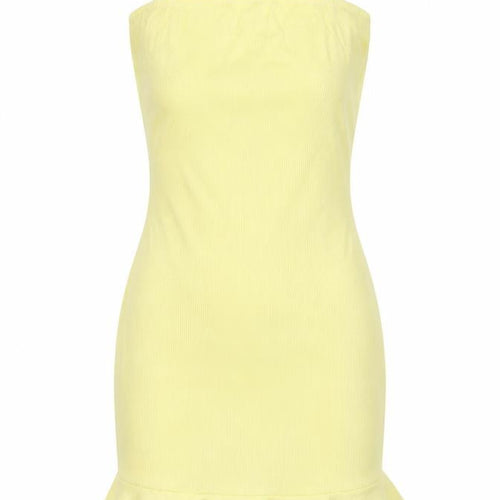 Nasty Gal Womens Yellow Bodycon Ruffle Hem Sleeveless Mini Dress Size 4