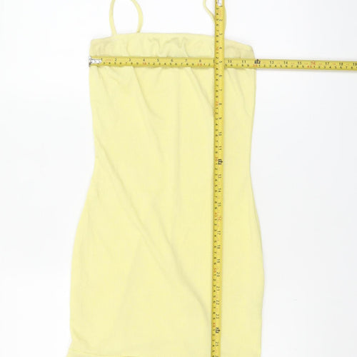 Nasty Gal Womens Yellow Bodycon Ruffle Hem Sleeveless Mini Dress Size 4
