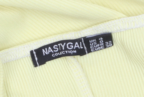 Nasty Gal Womens Yellow Bodycon Ruffle Hem Sleeveless Mini Dress Size 4