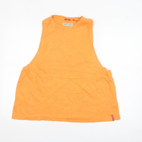 Superdry Womens Orange Cotton Sleeveless Tank Top Size 12