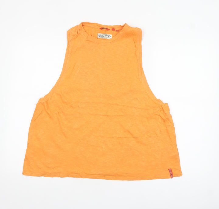 Superdry Womens Orange Cotton Sleeveless Tank Top Size 12