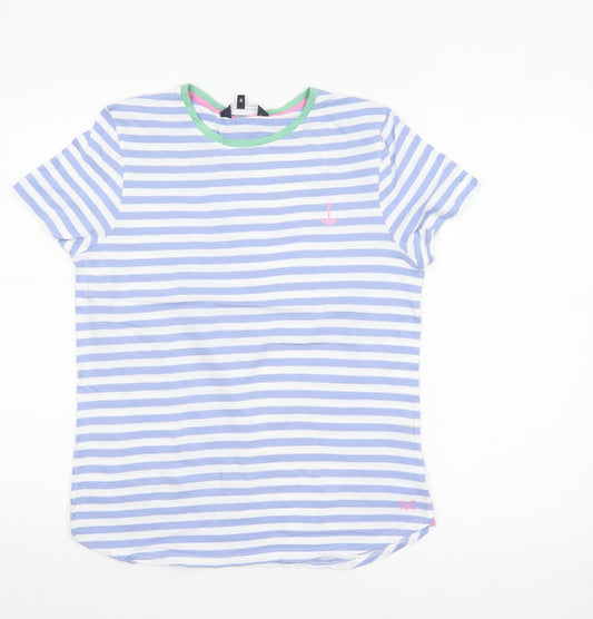 Crew Clothing Company Women’s Blue Striped Cotton T-Shirt Size 14