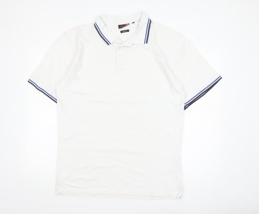 Pierre Cardin Men’s White Cotton Polo Shirt L Long Fit