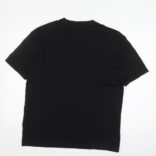 Hugo Mens Black Cotton Crew Neck Logo T-Shirt Size M