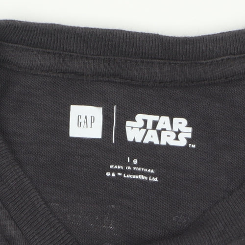 GAP Boys Black Star Wars Graphic T-Shirt 10-11 Years Cotton Crew Neck