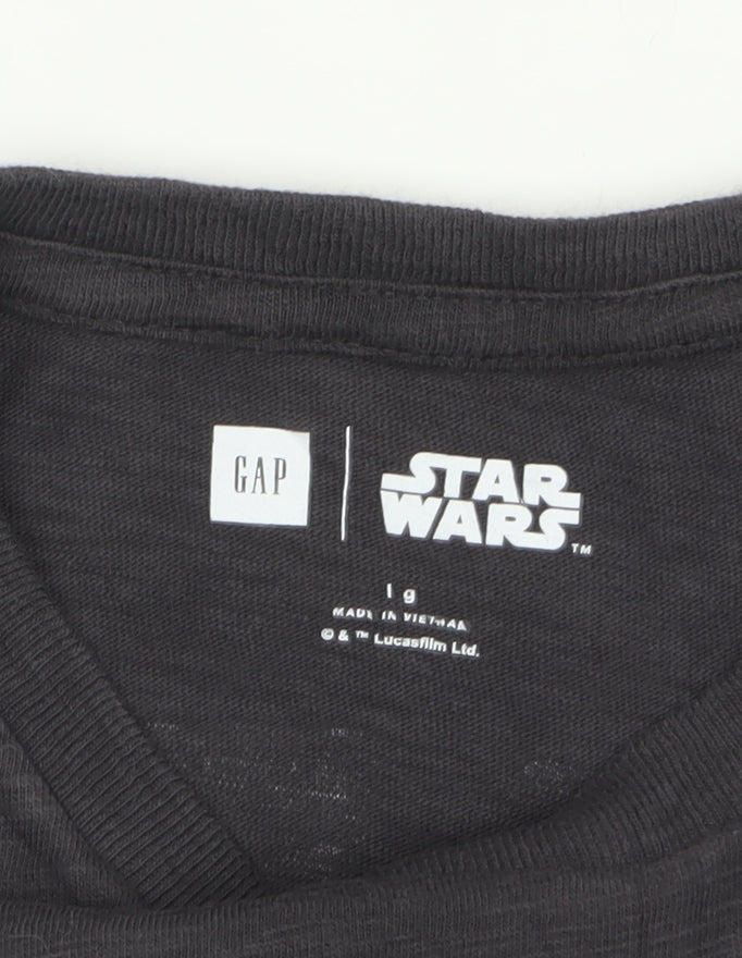GAP Boys Black Star Wars Graphic T-Shirt 10-11 Years Cotton Crew Neck