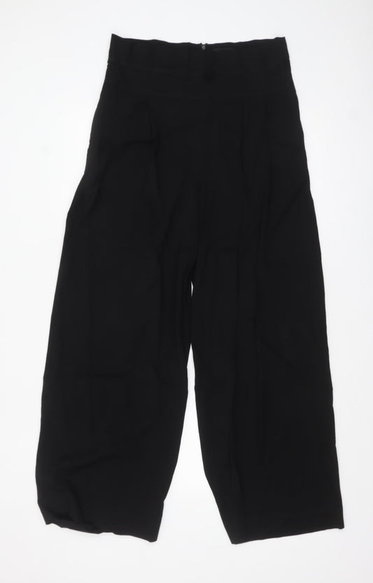 COS Women’s Black Wide-Leg Cropped High Rise Trousers Size 10
