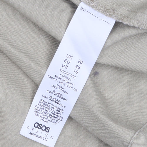ASOS DESIGN Women’s Beige Hooded Parka Jacket Size 20 Cotton Casual