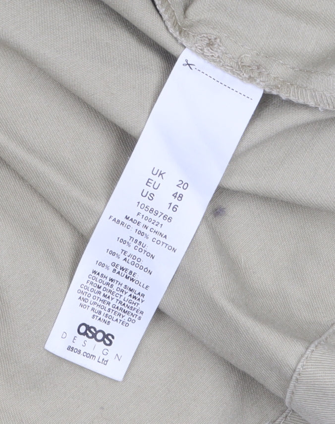 ASOS DESIGN Women’s Beige Hooded Parka Jacket Size 20 Cotton Casual