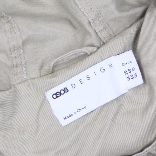 ASOS DESIGN Women’s Beige Hooded Parka Jacket Size 20 Cotton Casual