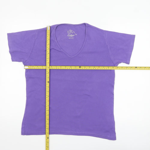 Cotton Traders Womens Purple V-Neck Short Sleeve T-Shirt Size 14/16