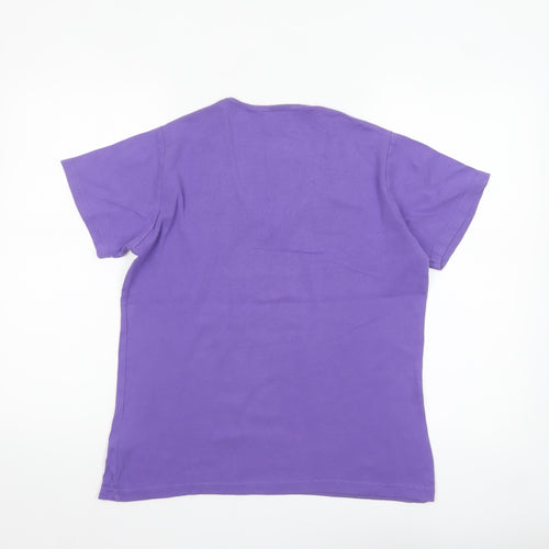 Cotton Traders Womens Purple V-Neck Short Sleeve T-Shirt Size 14/16