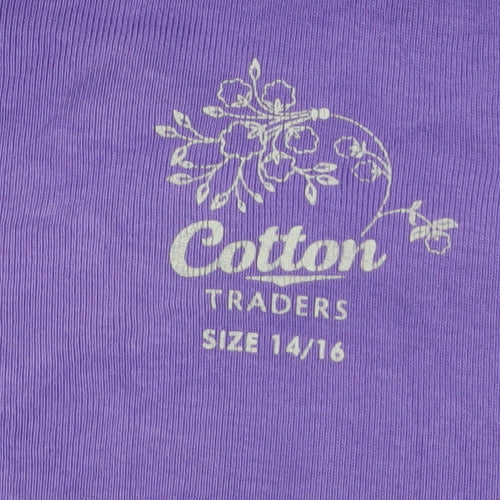 Cotton Traders Womens Purple V-Neck Short Sleeve T-Shirt Size 14/16