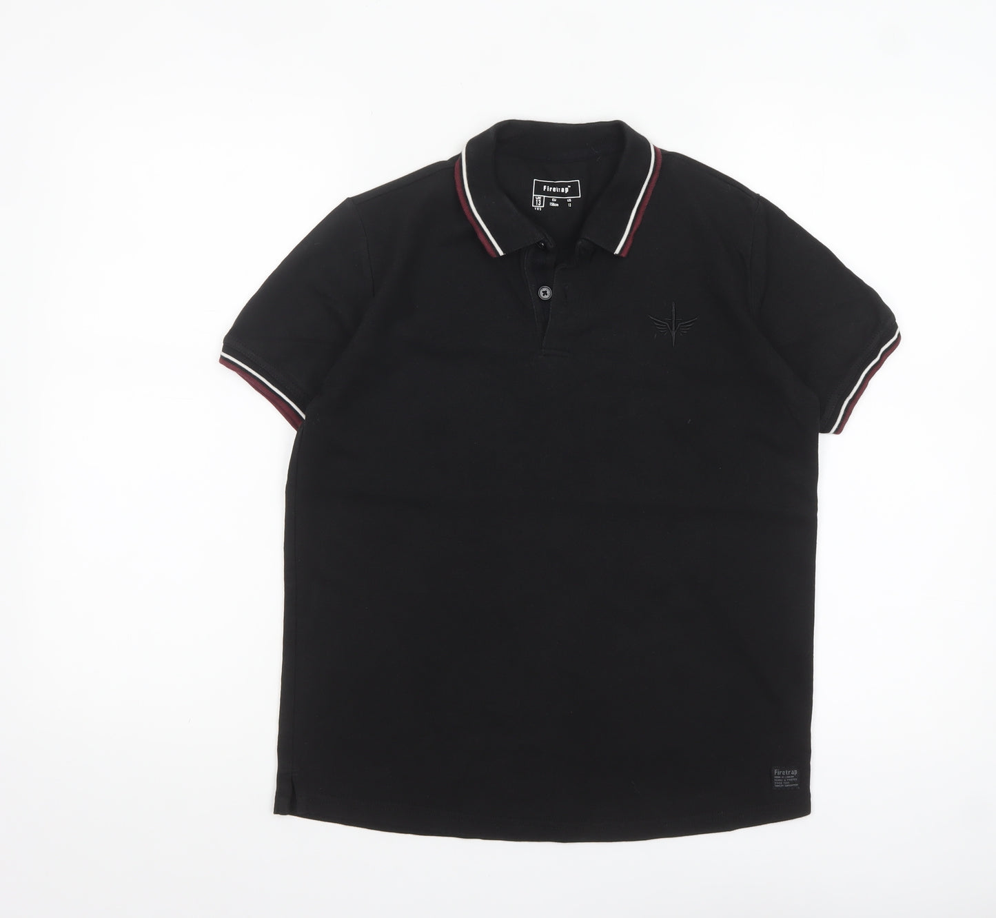 Firetrap Boys Black Polo Shirt 13 Years Short Sleeve Classic Fit