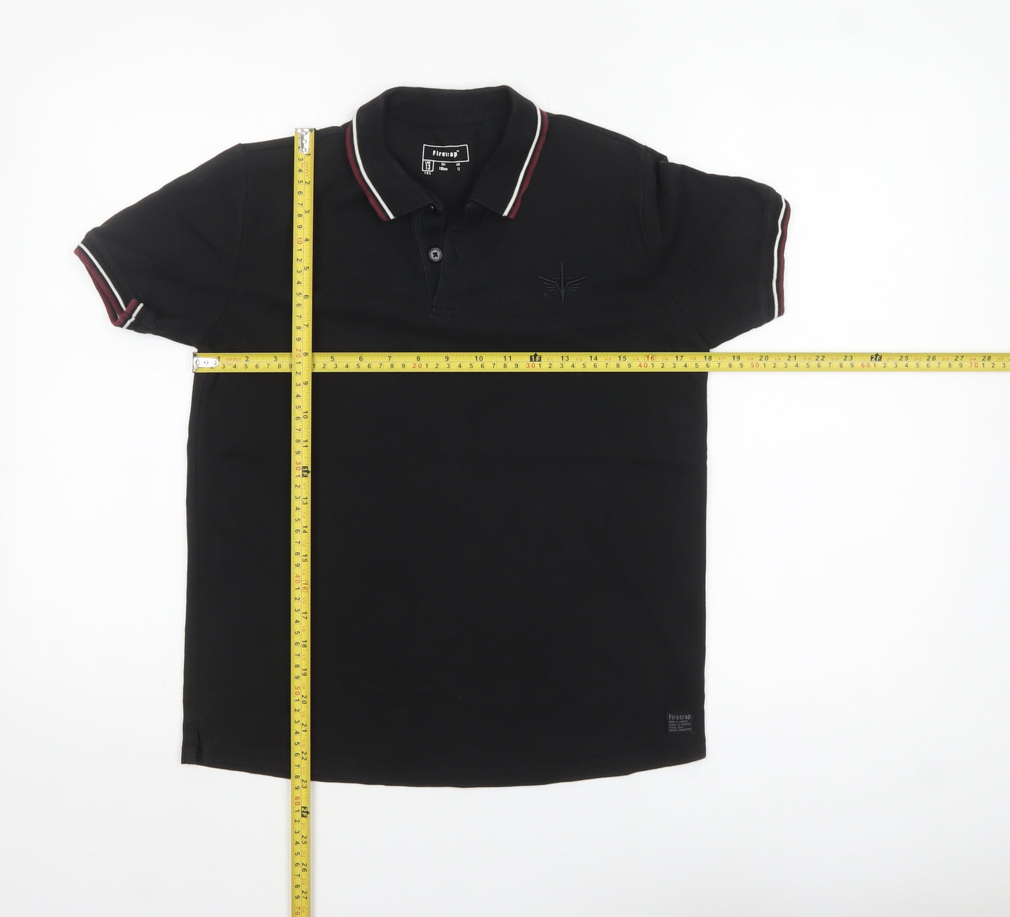 Firetrap Boys Black Polo Shirt 13 Years Short Sleeve Classic Fit