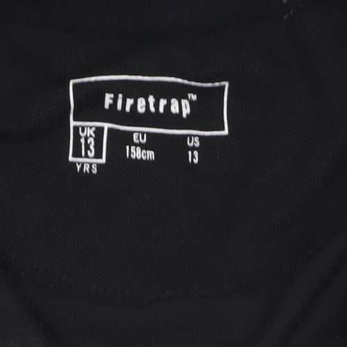 Firetrap Boys Black Polo Shirt 13 Years Short Sleeve Classic Fit