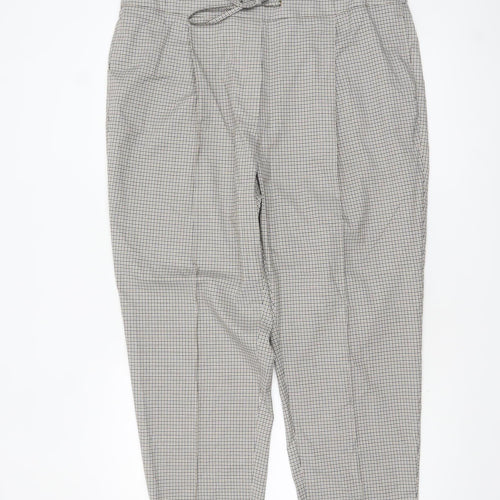 Marks and Spencer Women’s Beige Check Tapered Trousers Size 20 Regular