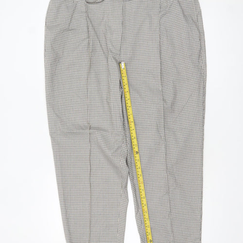 Marks and Spencer Women’s Beige Check Tapered Trousers Size 20 Regular